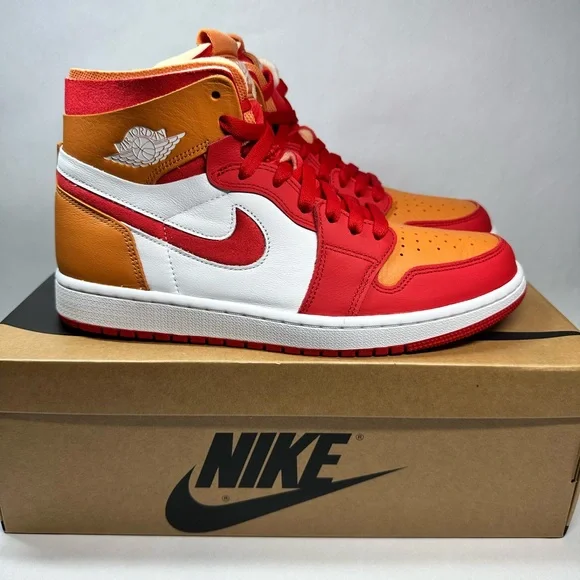 Women’s Authentic Air Jordan Retro 1 Zoom Comfort ‘Fire Red Hot Curry’’ - 9.5 - Picture 2 of 3